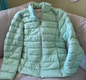 Eddie Bauer Mint Green Quilted Down Puffer Jacket Packable XL